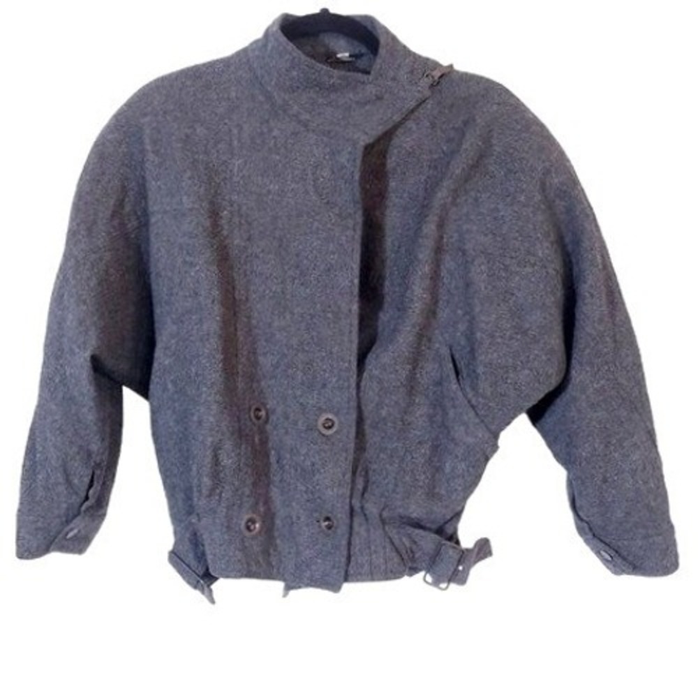 vintage wool jacket size 10 gray 80's made in Hong Kong